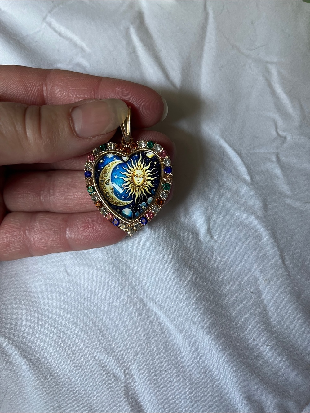 Pretty Sun Moon Heart Shaped Pendant